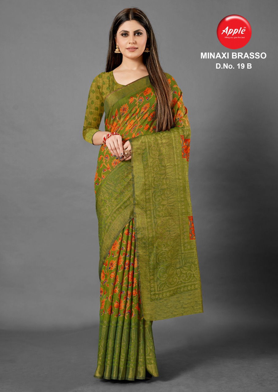Apple Minaxi Brasso 19 Latest Designer Casual Wear Cotton Fancy Brasso Saree Collection